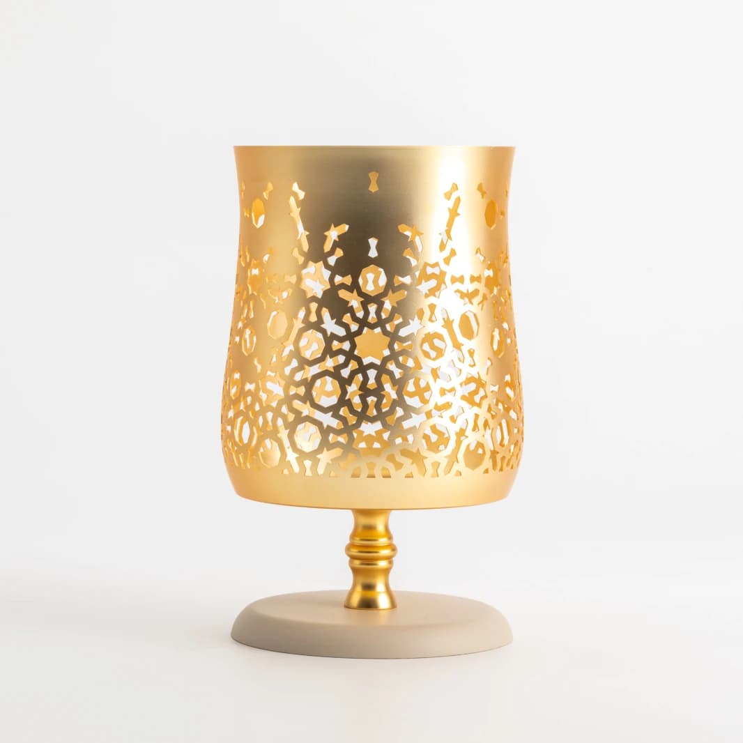Large Candle Holder by Norhan - Matte Gold + Beige