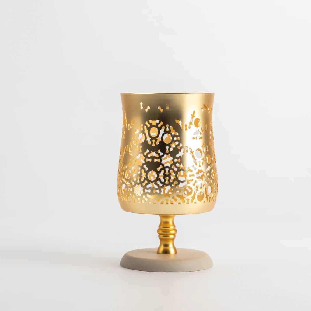 Large Candle Holder by Norhan - Matte Gold + Beige