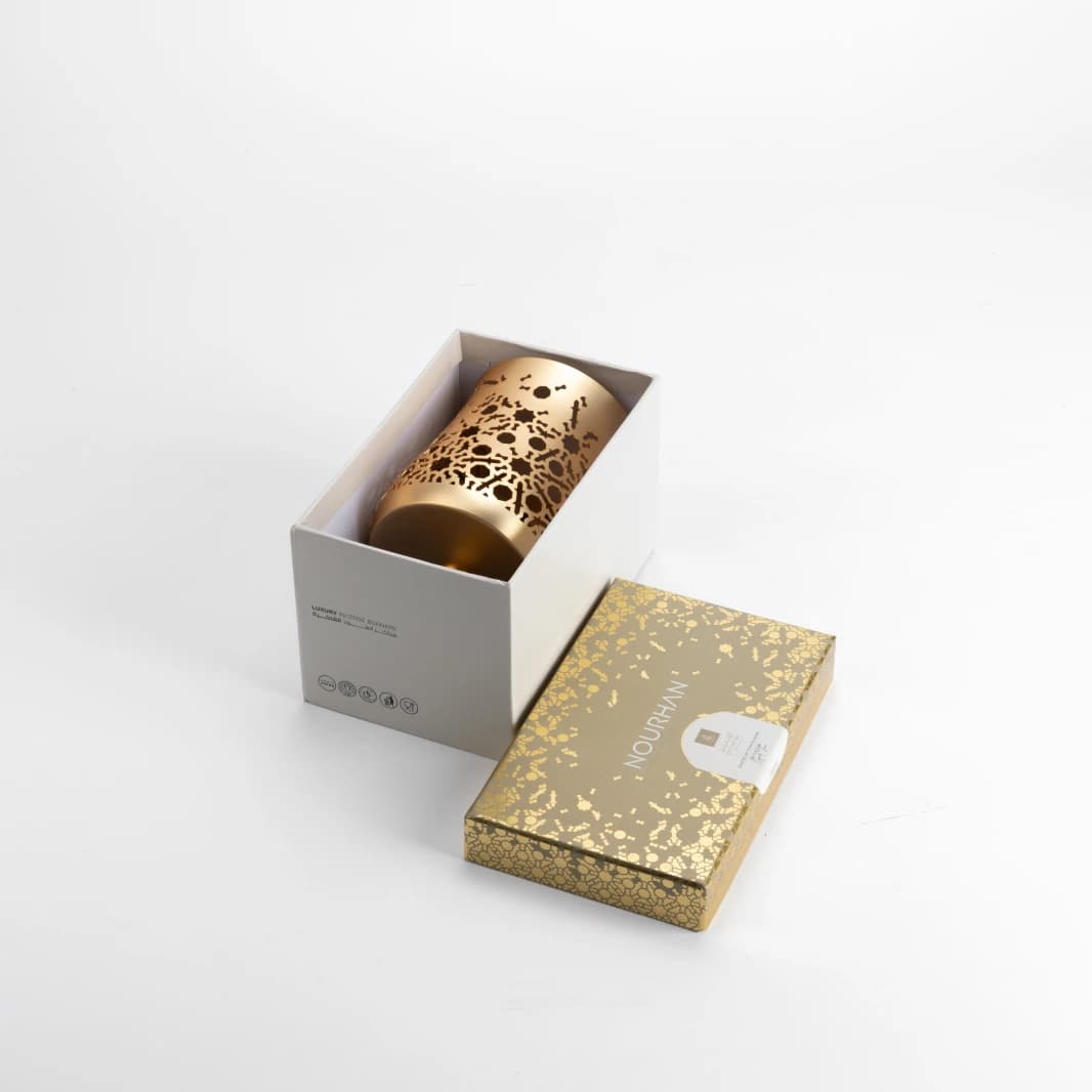 Large Candle Holder by Norhan - Matte Gold + Beige