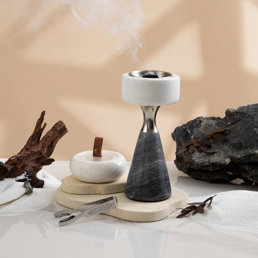 Luxury Incense Burner by Athar - White & Silver