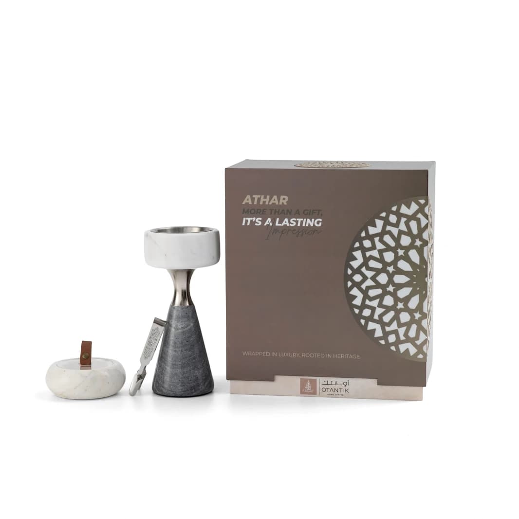 Luxury Incense Burner by Athar - White & Silver