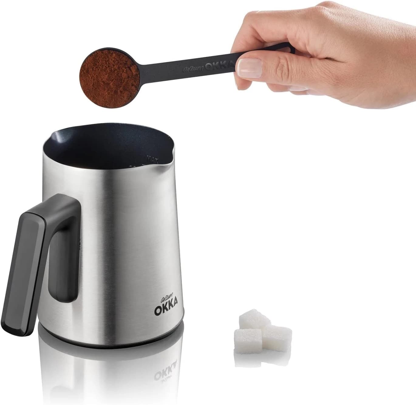 Arzum Okka Rich Pro Turkish Coffee Machine with Milk 700W - Black-Chrome