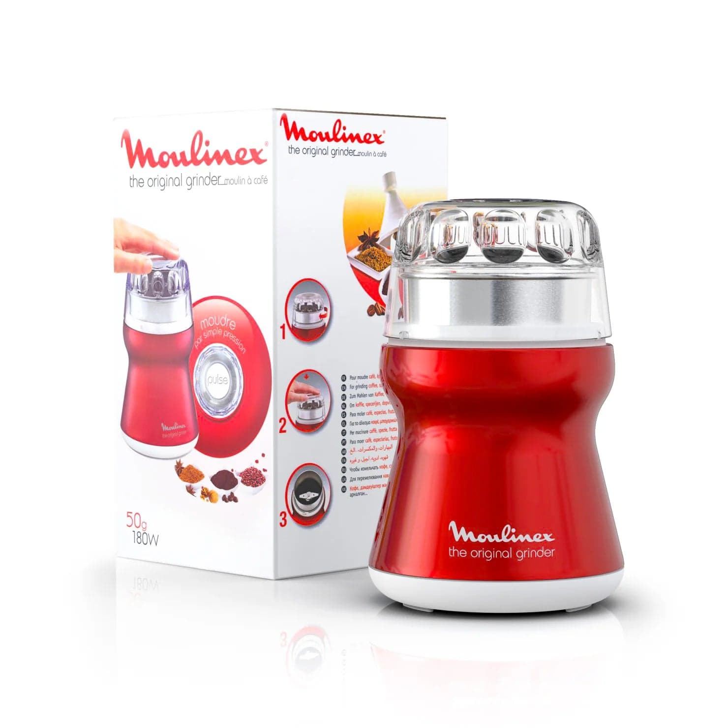 Moulinex Coffee Grinder 50g 180W/Red