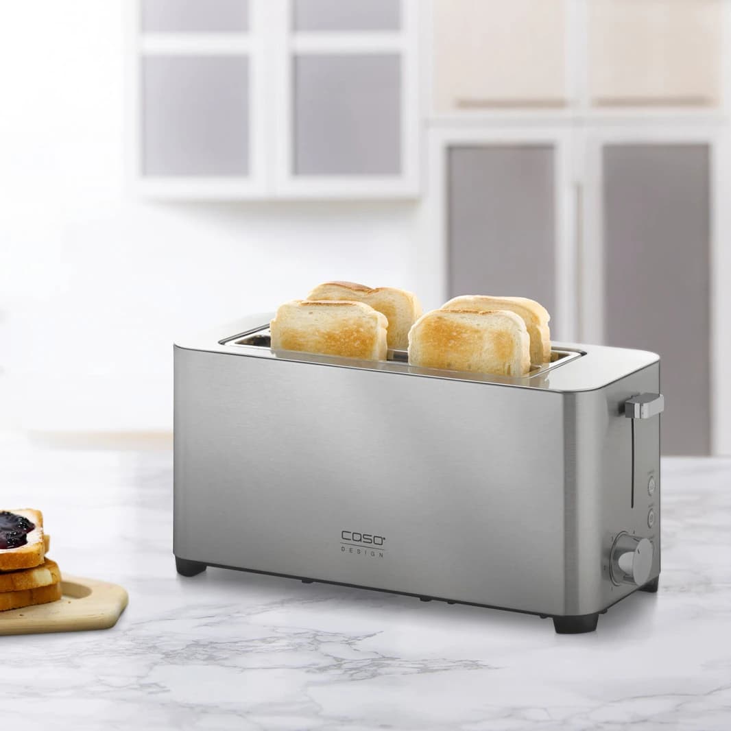 Caso Classic Toaster, 4 Slots, Stainless Steel, Rewarming & Defrosting Functions