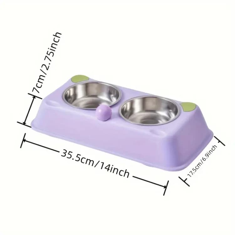 Double Stainless Steel Bear-Shaped Bowl in Purple