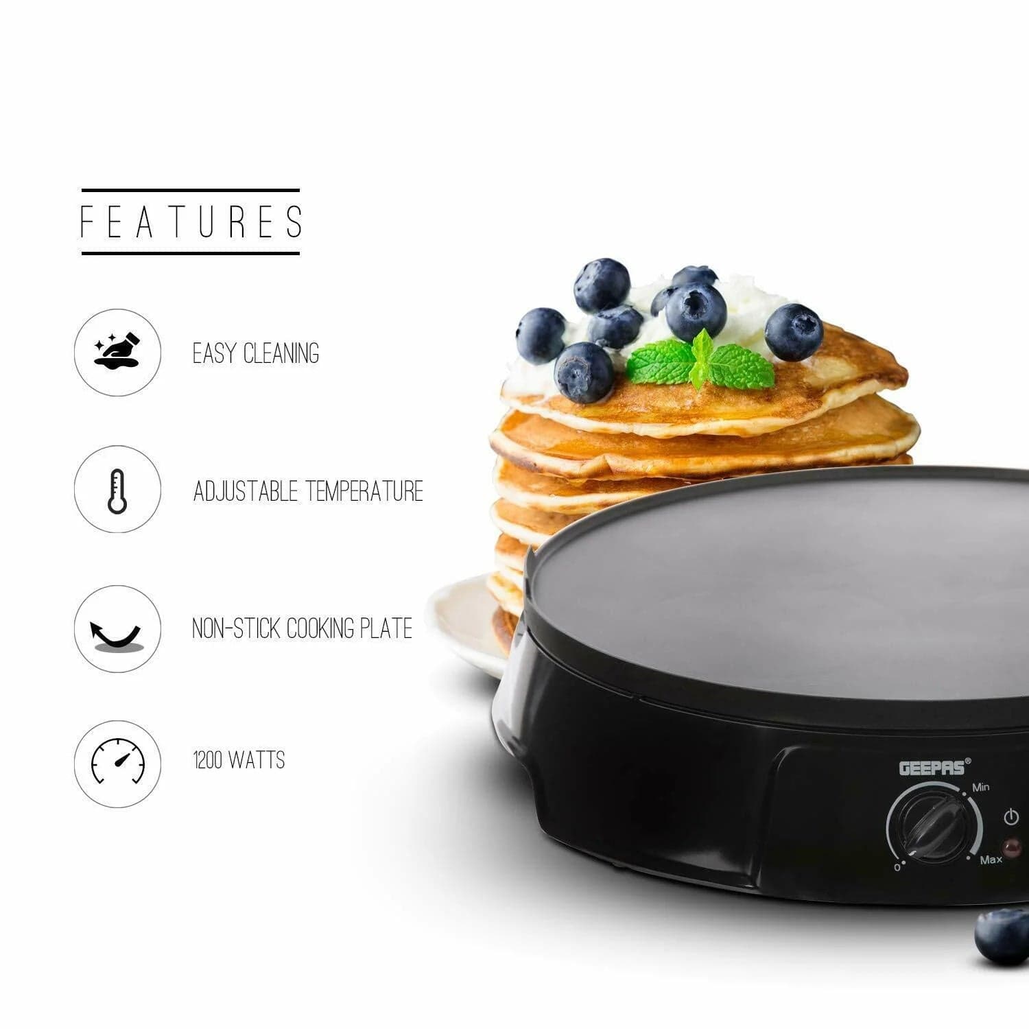 Geepas Crepe Maker, 1200 Watt
