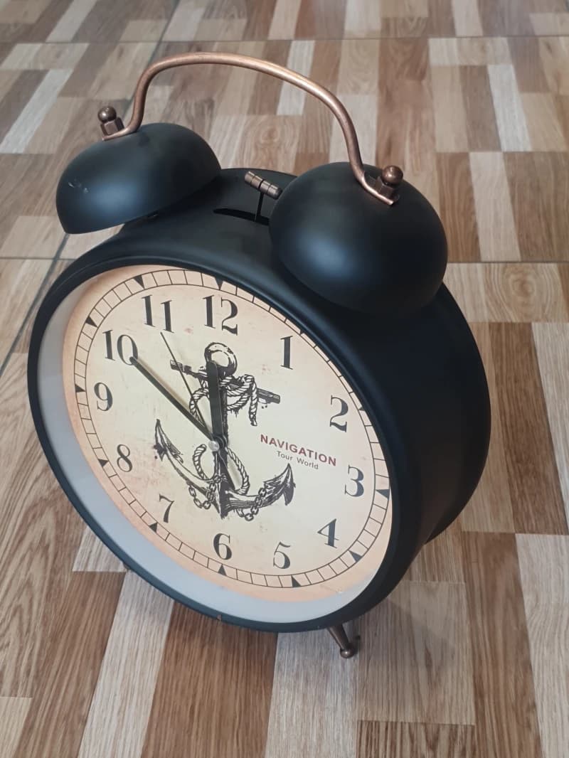 Large Classic Alarm Clock with Nautical Anchor Design for Perfect Home Décor