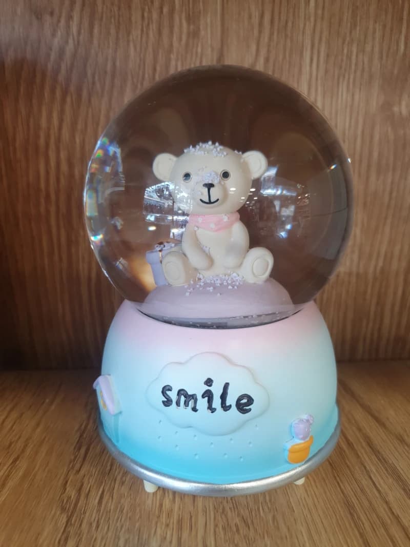 Smile Plus Glass Snow Globe with Cute Bear Design for Kids and Adults as a Charming Souvenir Gift