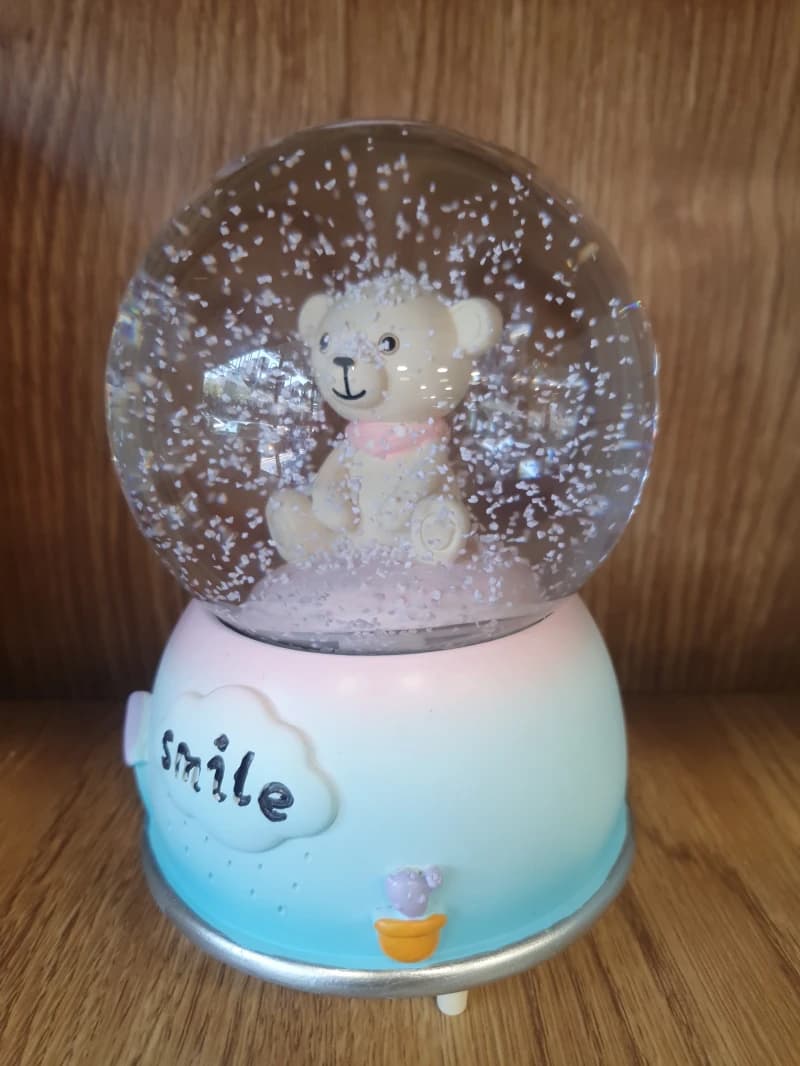Smile Plus Glass Snow Globe with Cute Bear Design for Kids and Adults as a Charming Souvenir Gift