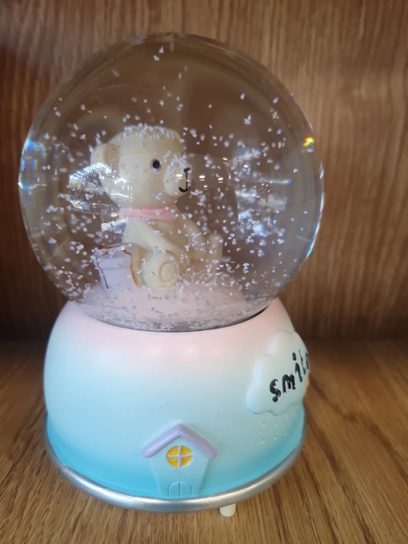 Smile Plus Glass Snow Globe with Cute Bear Design for Kids and Adults as a Charming Souvenir Gift
