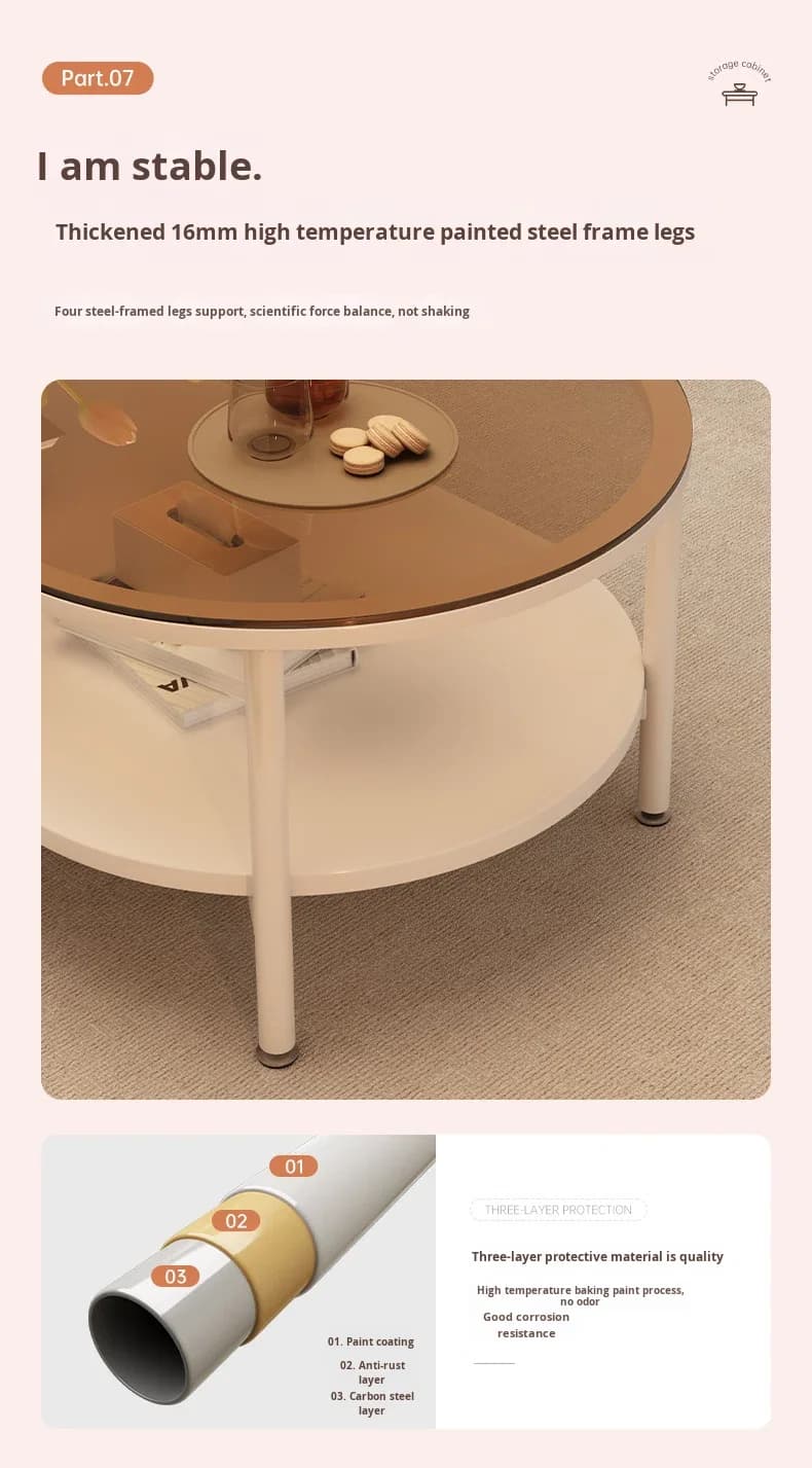 Cream Style Glass Coffee Table