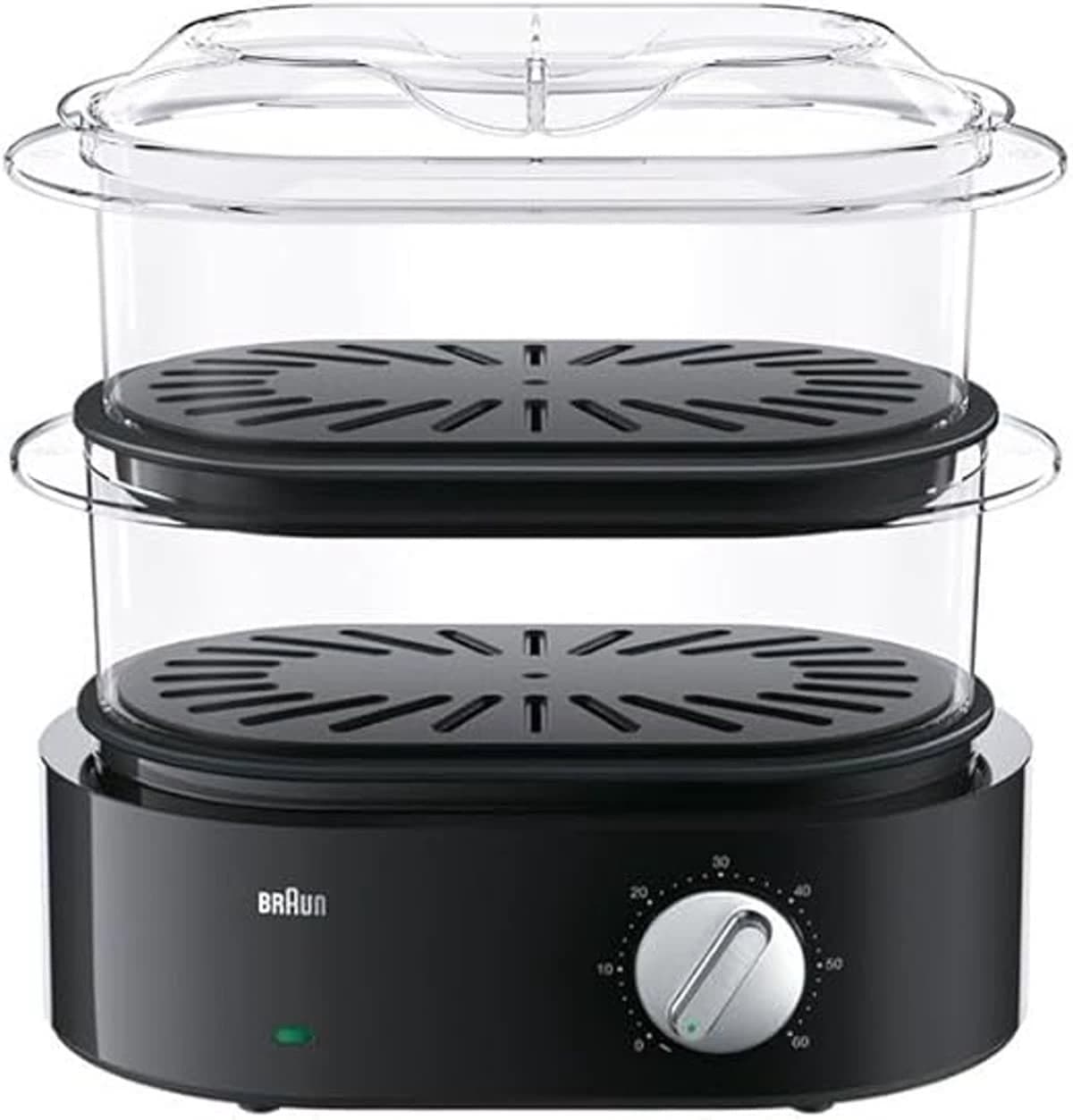 Braun IdentityCollection Food Steamer 850W 2-Tier 3.1L with Easy Timer – Black (FS5100BK)