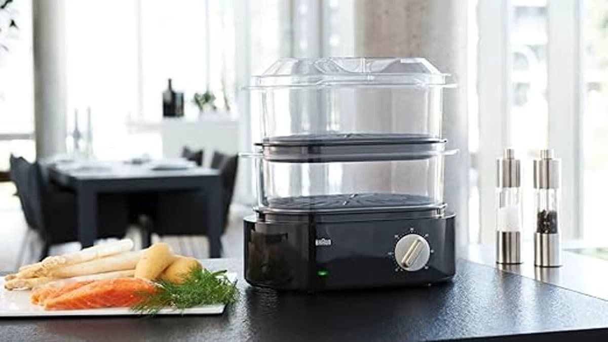 Braun IdentityCollection Food Steamer 850W 2-Tier 3.1L with Easy Timer – Black (FS5100BK)