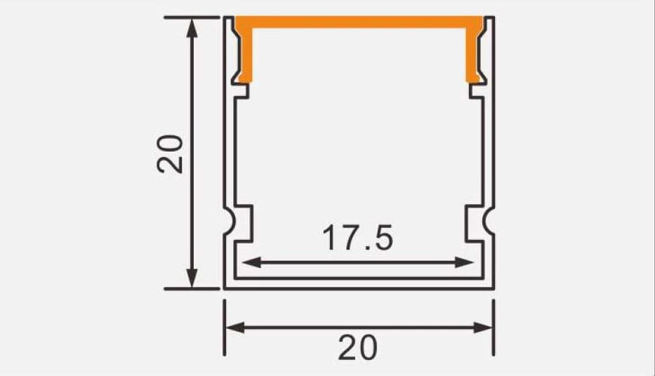 External Profile 2cm x 2cm Black Color