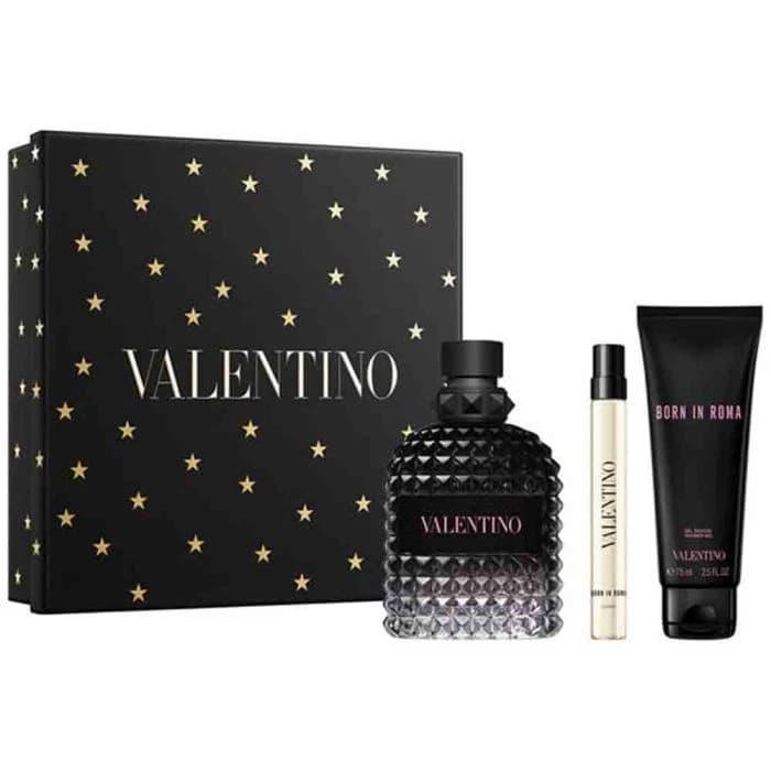 Valentino Uomo Born In Roma EDT 100Ml + EDT 10Ml + Shower Gel 75Ml Gift Set For Men