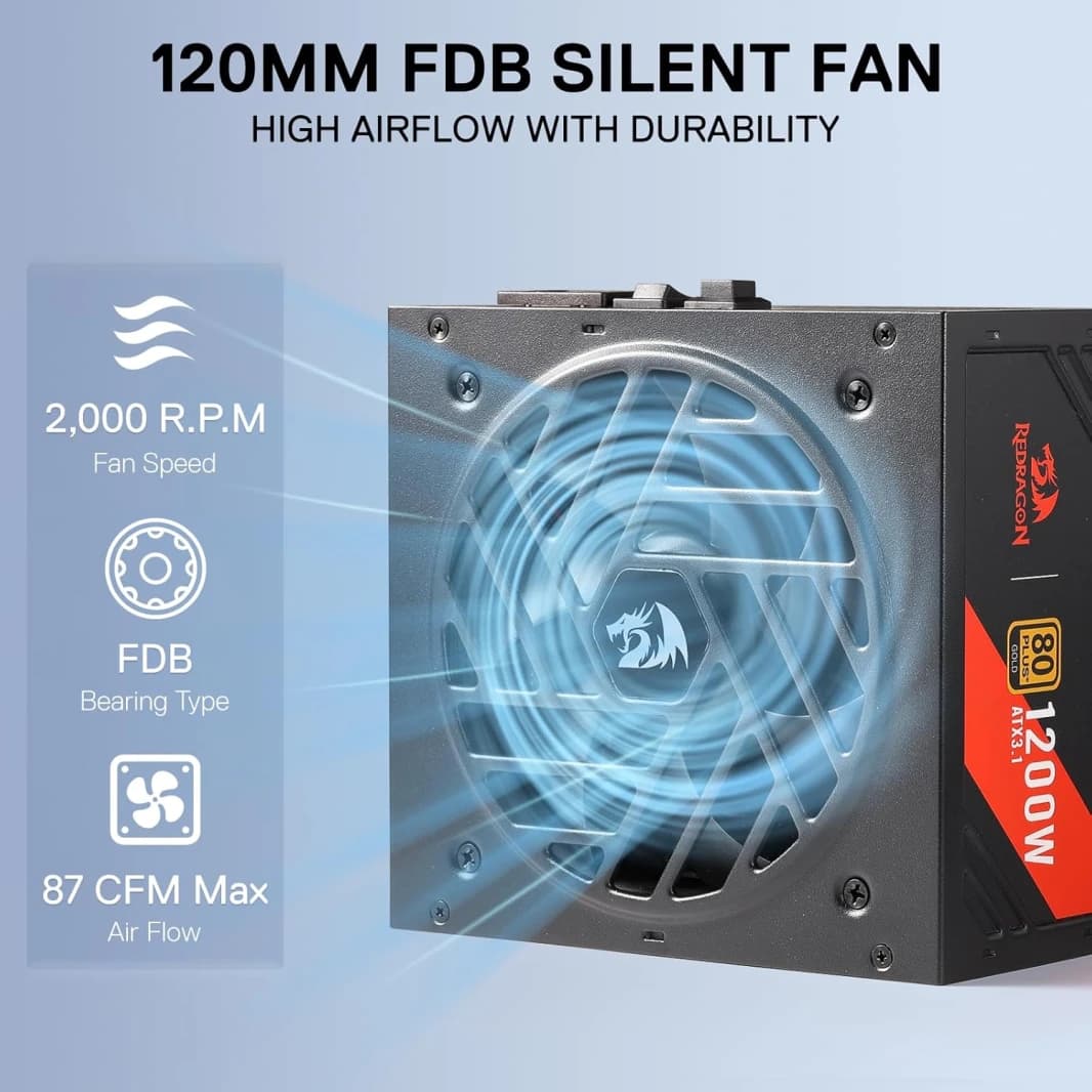 Redragon RGMS-1200W PRO 80+ Gold 1200 Watt Power Supply