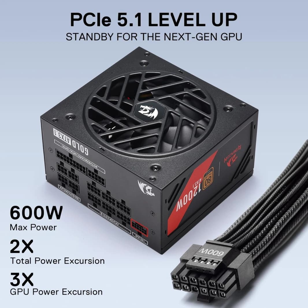 Redragon RGMS-1200W PRO 80+ Gold 1200 Watt Power Supply