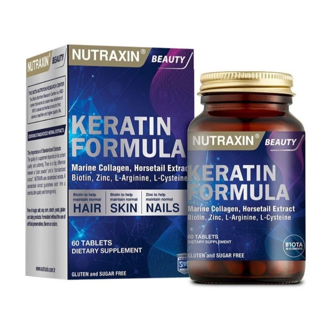 Nutraxin Keratin Formula for Hair, Skin, and Nails - 60 Tablets (Turkish Product)