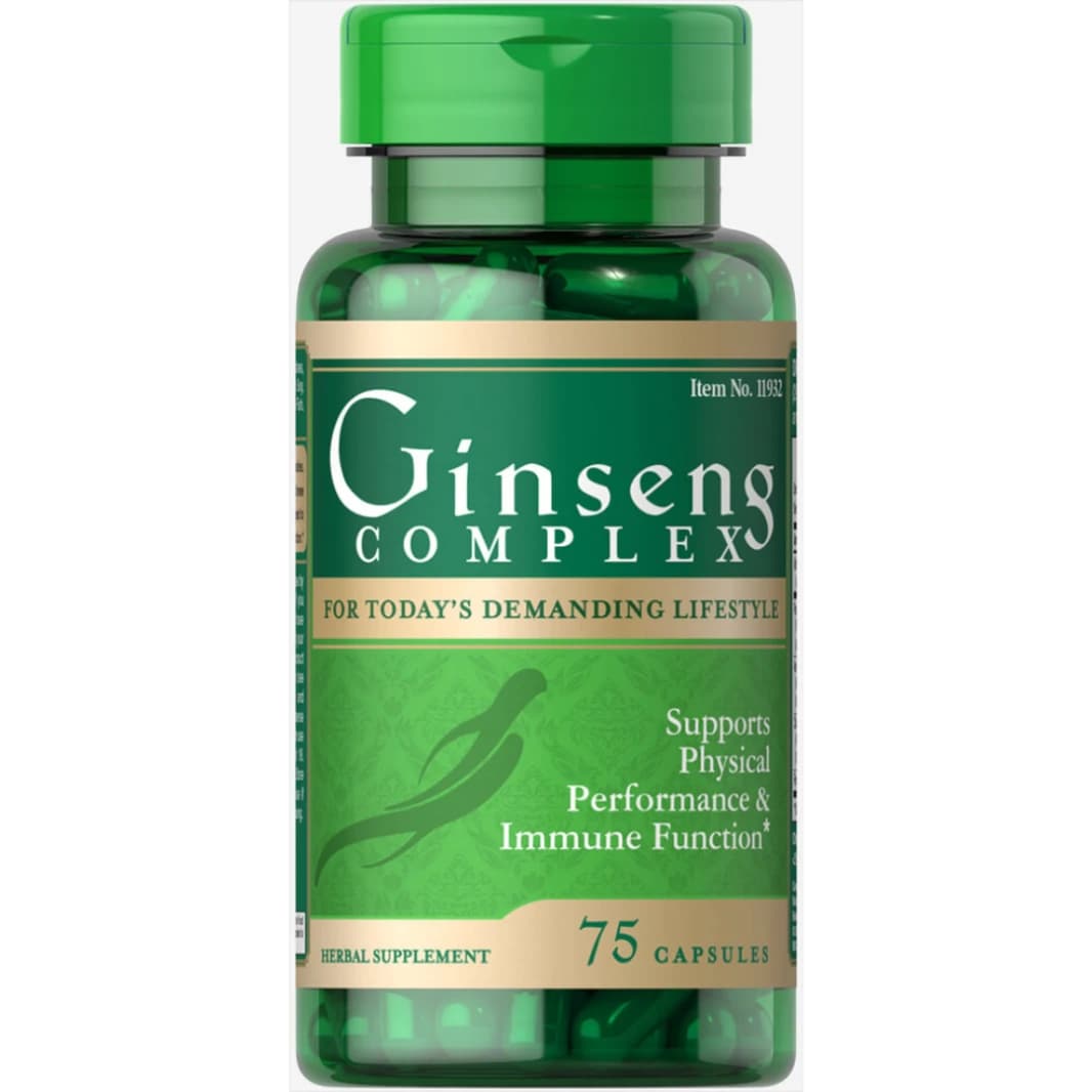 Puritan's Pride Ginseng Complex 200mg Asian and American with Royal Jelly Extract 75 Capsules (Best Before 01-06-2027)