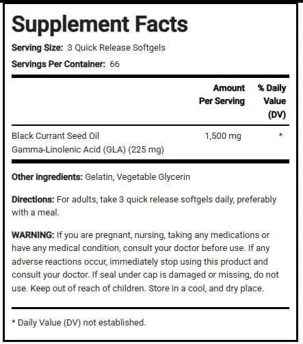 PipingRock Black Currant Seed Oil 500 mg 200 Softgels
