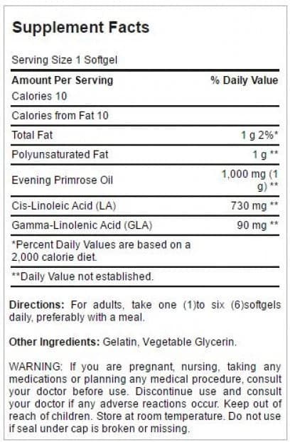 Puritan's Pride Evening Primrose Oil 1000 mg 120 Softgels
