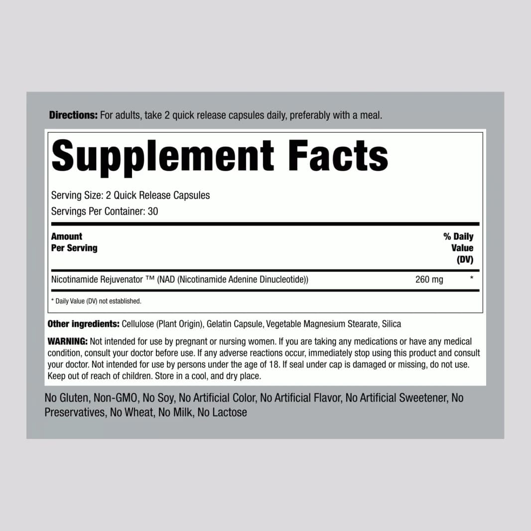 NAD 130 mg 60 Capsules Piping Rock