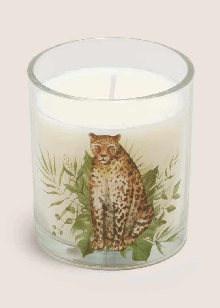 Leopard Print Candle - White