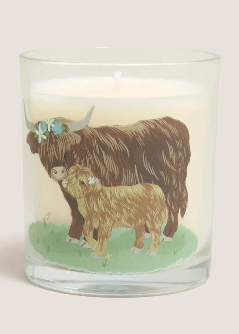 Highland Cow Scented Candle - White