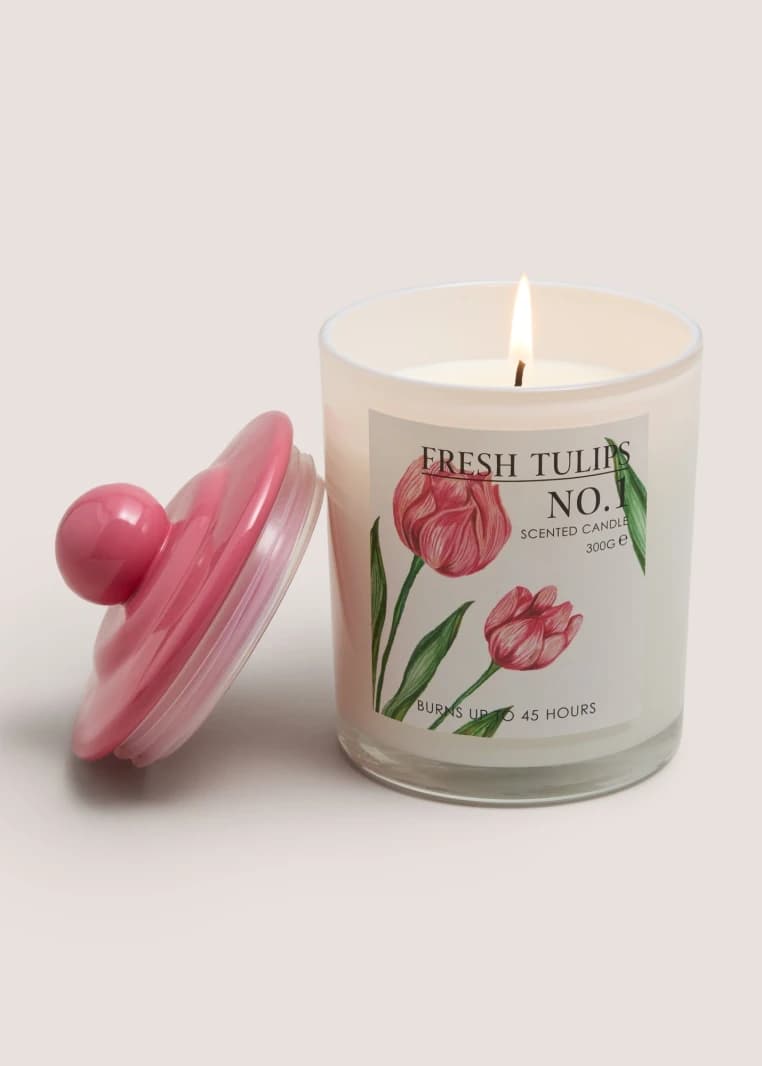 Tulip Scented Candle Jar - Pink