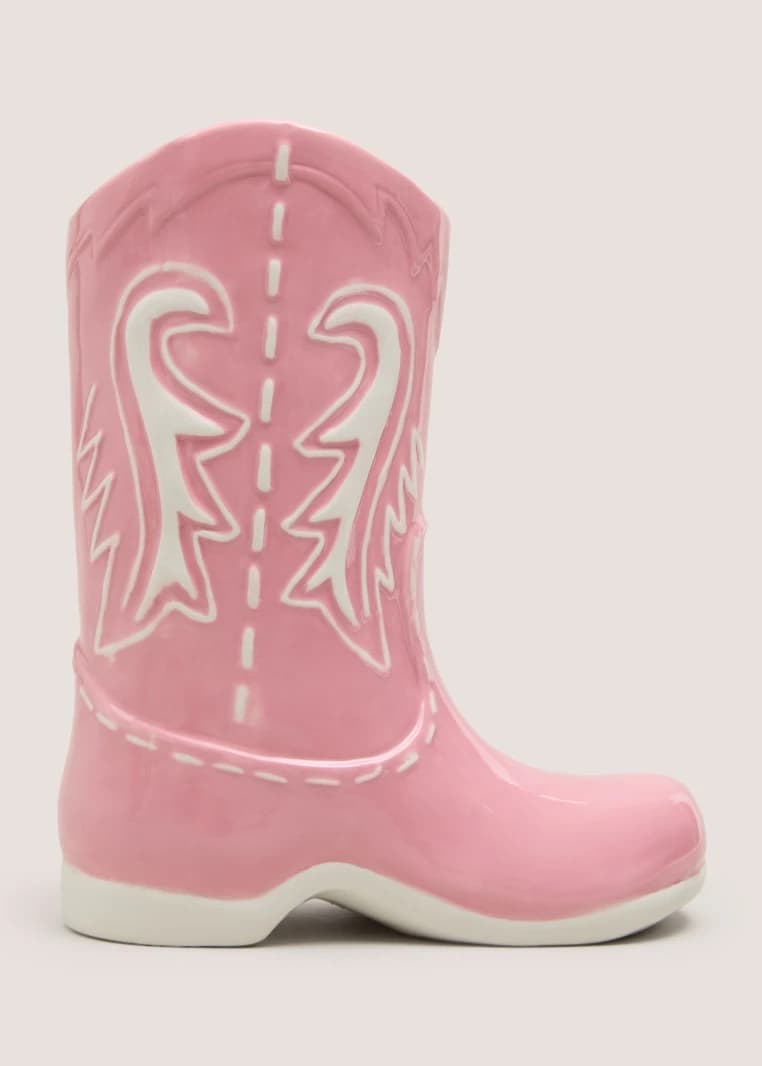 Cowboy Boot Vase - Pink - One Size