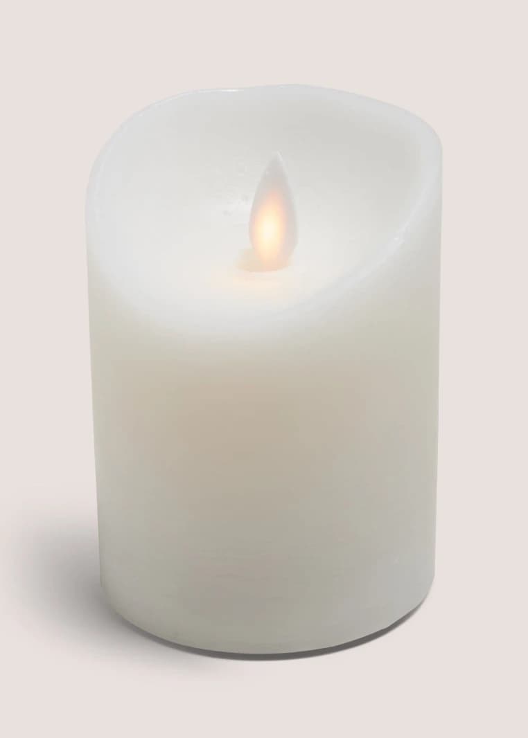 Small LED Pillar Candle (7.5cm x 10cm) - White