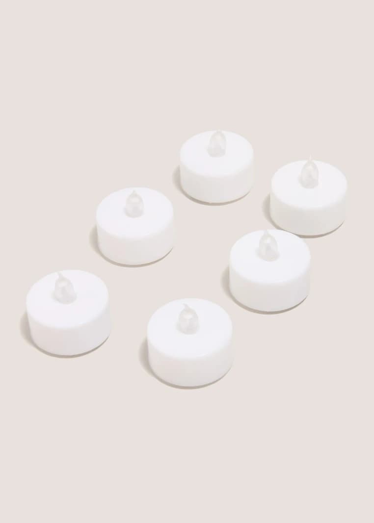 Set of 6 Small LED Candles (7.6cm x 8cm x 11.5cm) - White