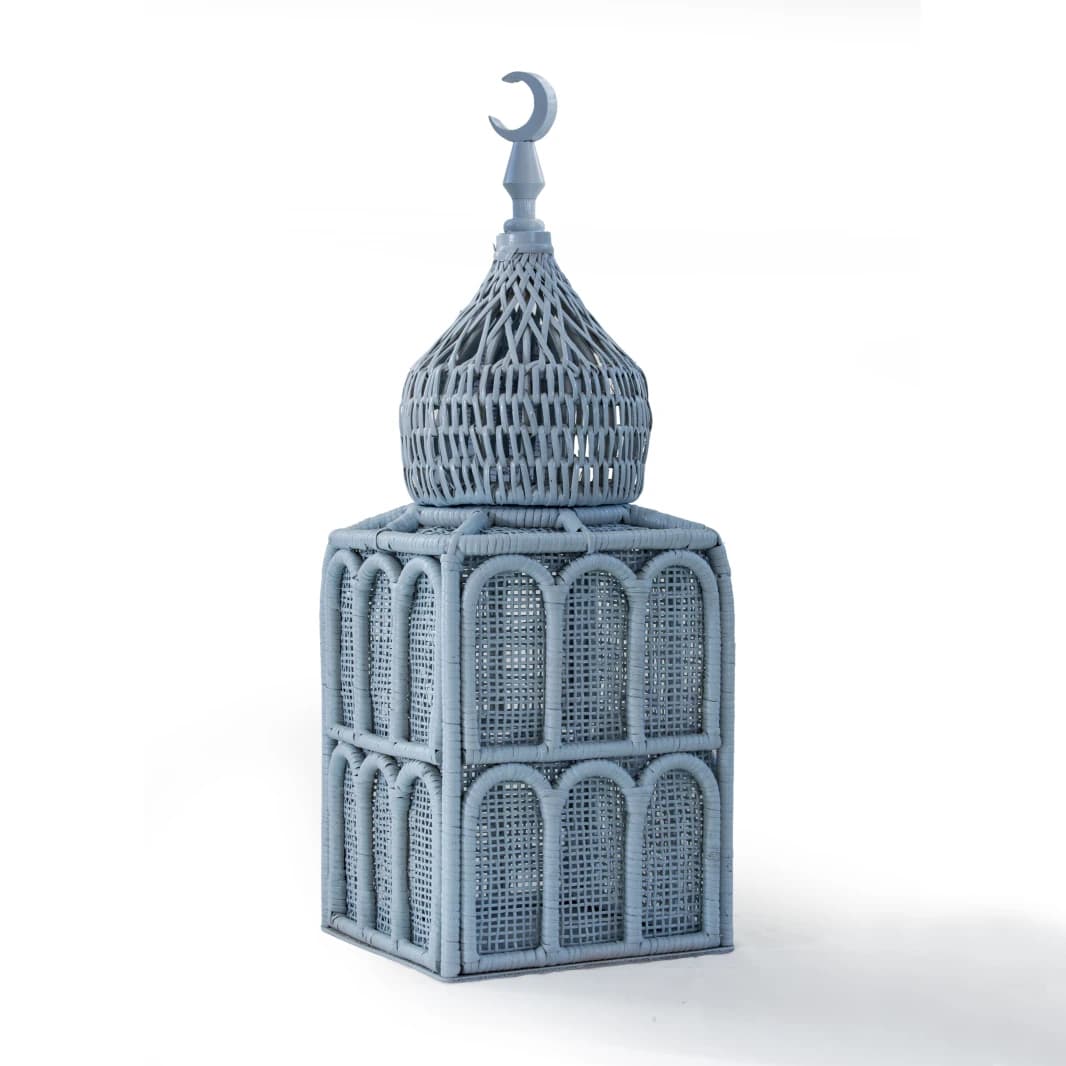Rattan Majles Medium Dome – Mist Light Blue | Natural Rattan & Bamboo Ramadan 2026 Decor by Decoration One