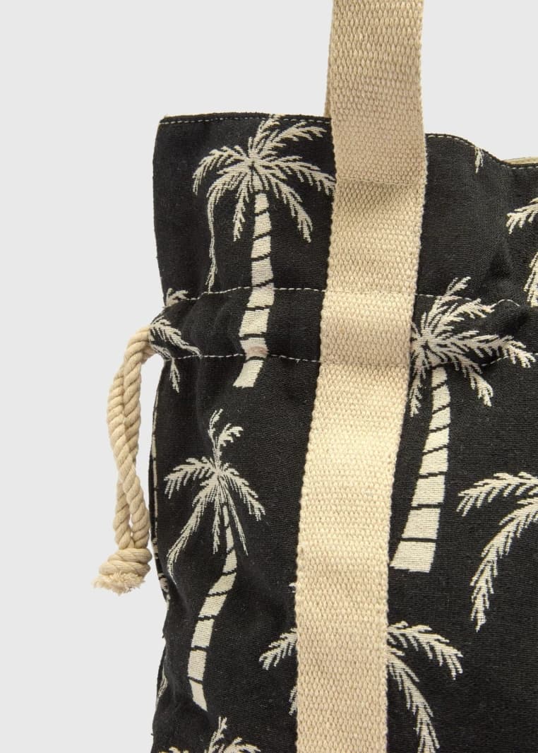 Palm Tree Beach Bag - Black/White