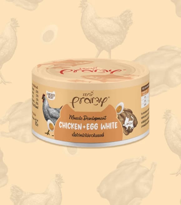Pramy Chicken Topping with Egg White Cat Can 80g