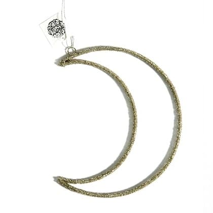 15" Silver Beaded Crescent with Top Hanger