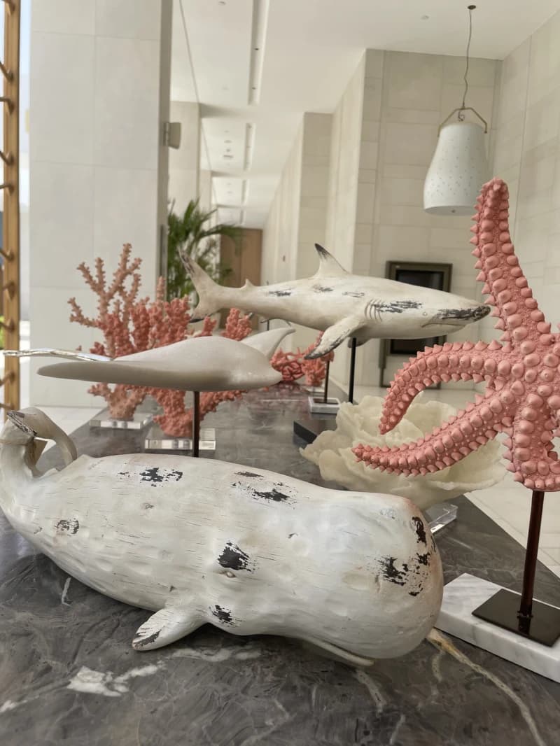 White Polyresin Whale on Stand