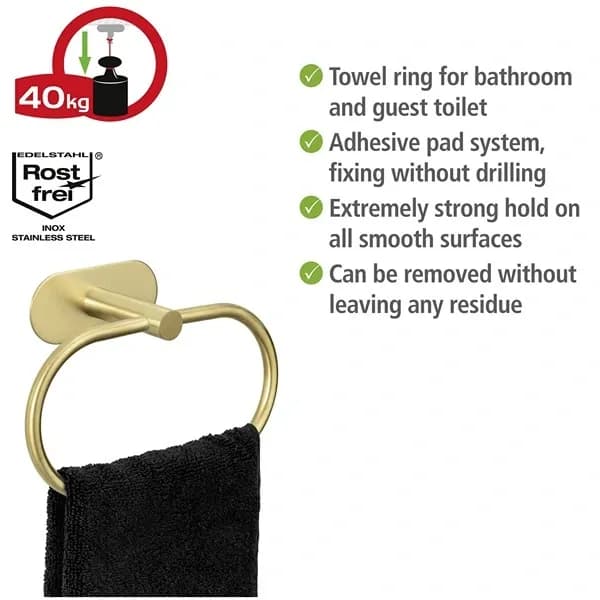 Venco Orea Turbo-Loc Towel Ring - Stainless Steel - Gold