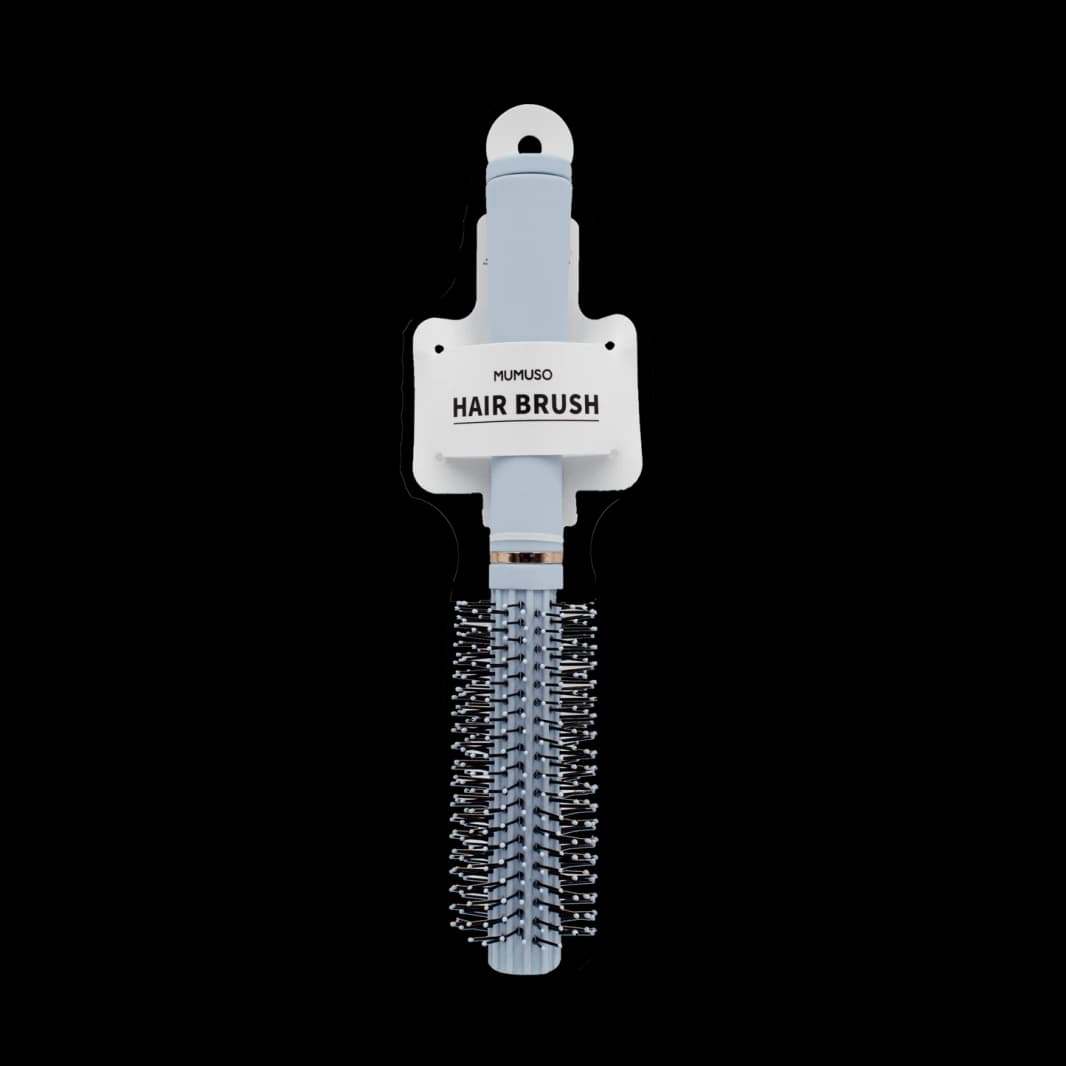 Round Hair Drying Brush with Cleaning Scraper - Blue