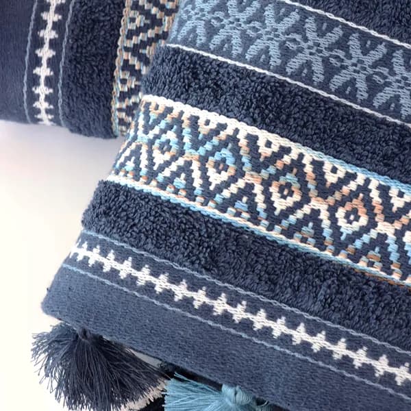 Nova Home Echo Towel (Bath Towel) - 100% Cotton Jacquard - Navy