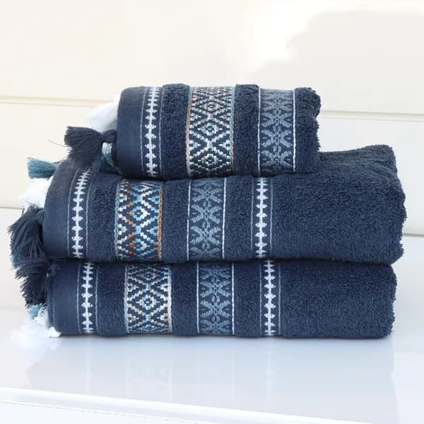 Nova Home Echo Towel (Bath Towel) - 100% Cotton Jacquard - Navy