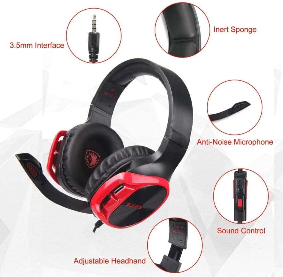 Sades R17 Multi-Platform Gaming Headset 3.5MM – Red