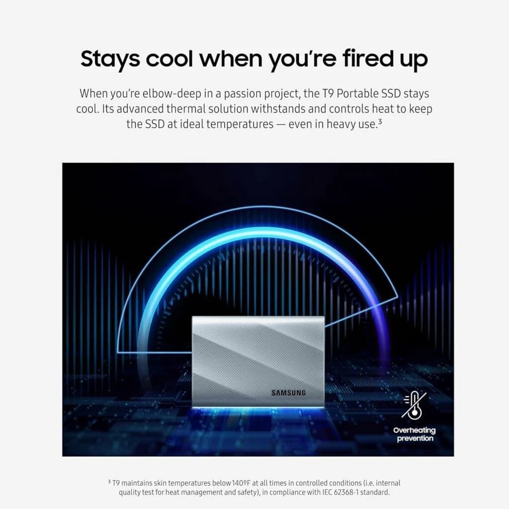 Samsung T9 Portable SSD 1TB, USB 3.2 Gen 2×2 External Solid State Drive, Black