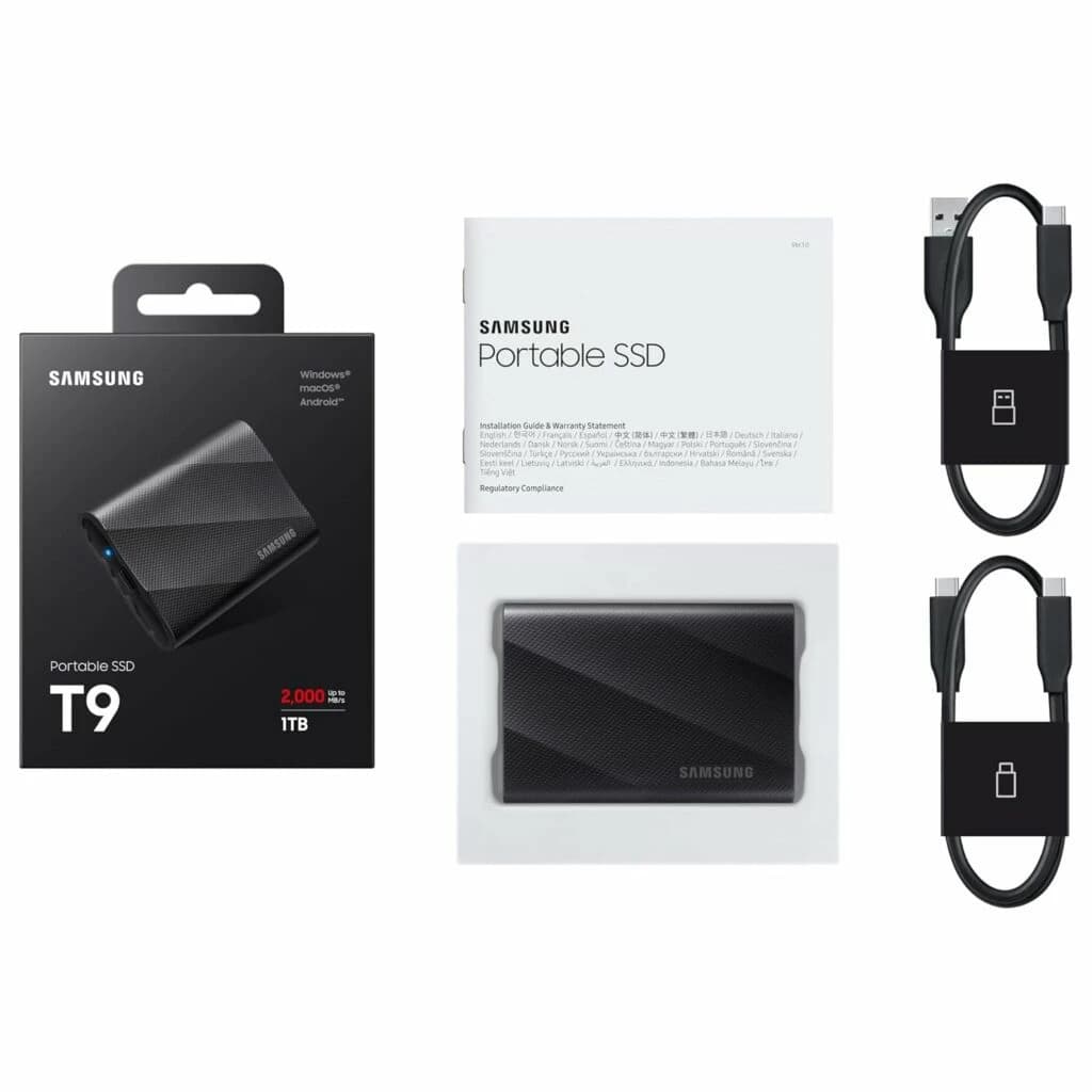 Samsung T9 Portable SSD 1TB, USB 3.2 Gen 2×2 External Solid State Drive, Black
