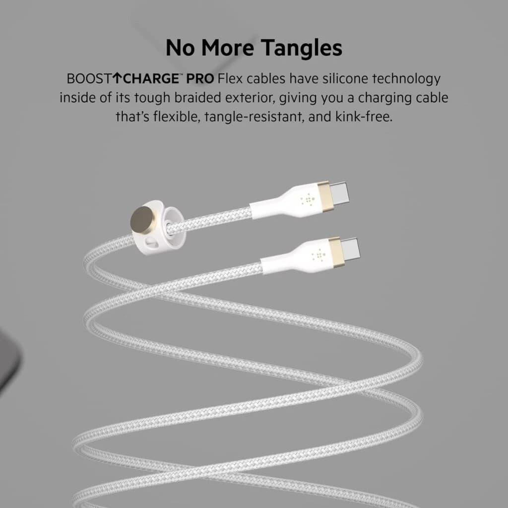 Belkin BoostCharge Pro Flex Braided Type-C Cable – 3M – White