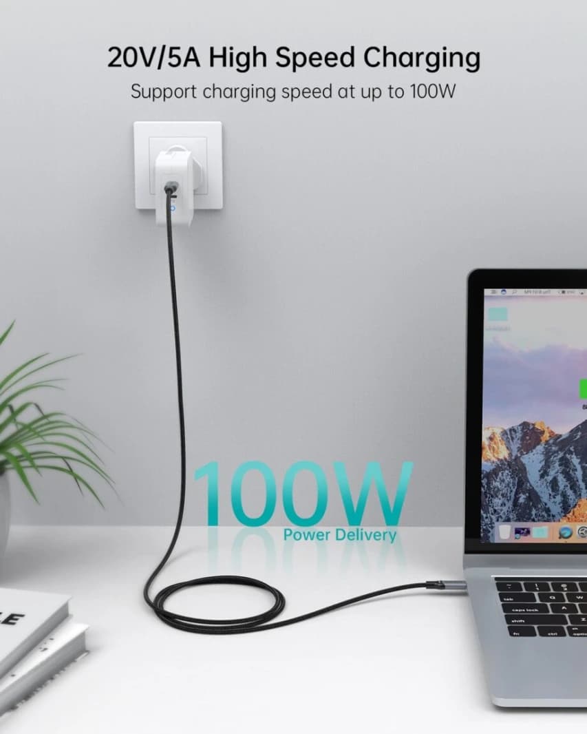 Choetech 100W Type-C Braided Fast Charging Cable – 1.8M XCC-1002