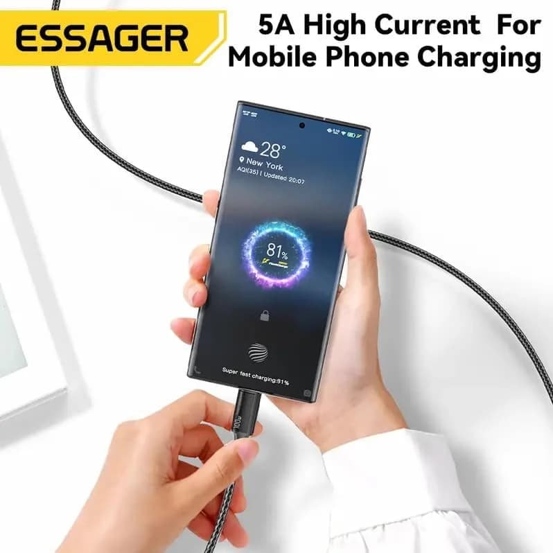 Essager 100W Braided USB C to USB C Cable – 2M