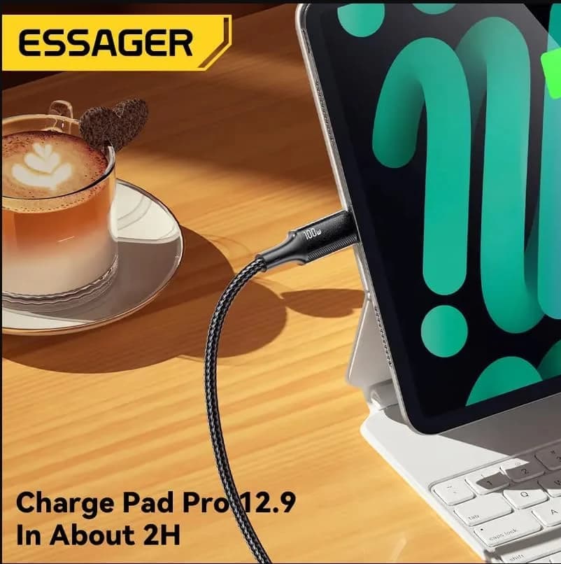 Essager 100W Braided USB C to USB C Cable – 2M