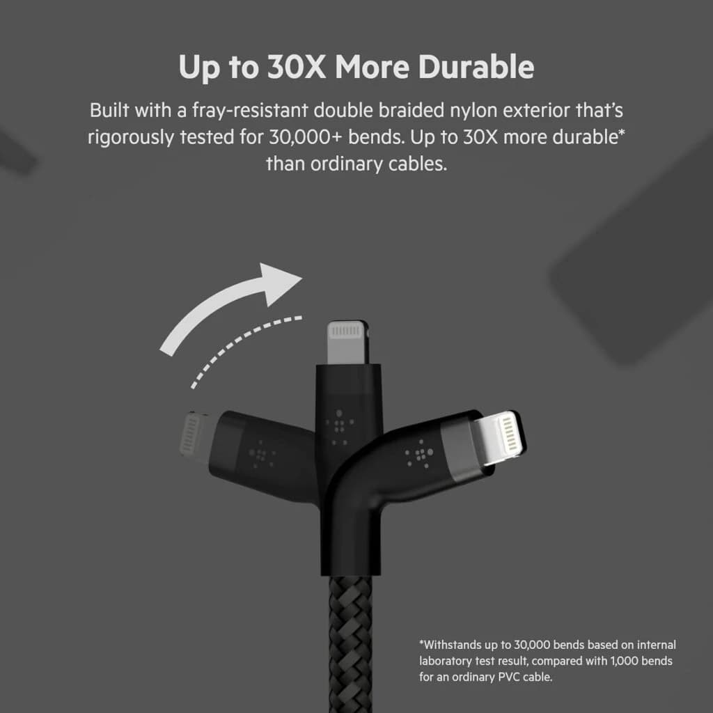 Belkin BoostCharge Pro Flex Braided USB-C to Lightning Cable - 3M - Black