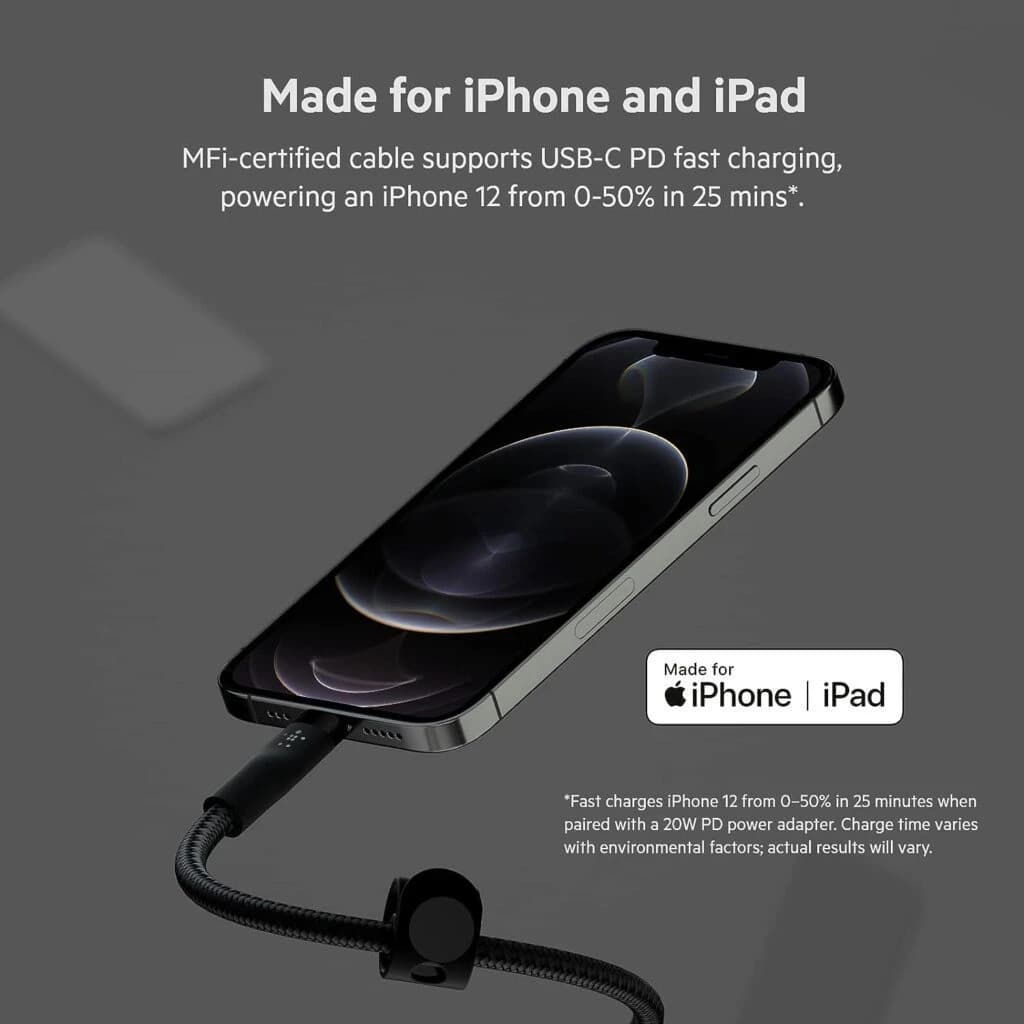 Belkin BoostCharge Pro Flex Braided USB-C to Lightning Cable - 3M - Black